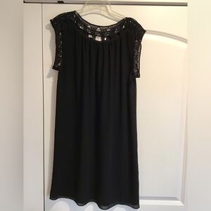 Max Studio Black Crochet Sleeve Mini Dress